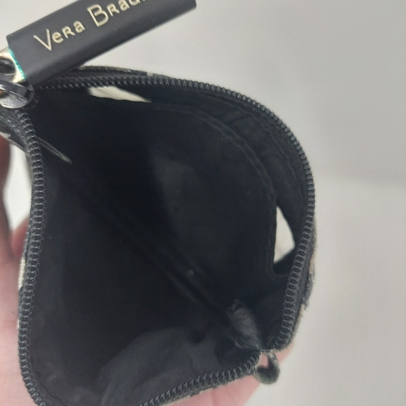 Vera Bradley Chandelier Noir Lighten Up Zip ID Card Case Wallet Black White - Picture 6 of 7